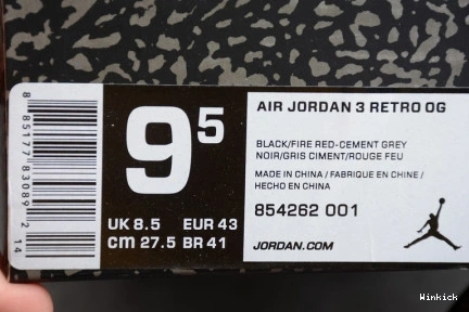 JORDAN “BLACK  2018 3 AIR  CEMENT” 854262-001 0731